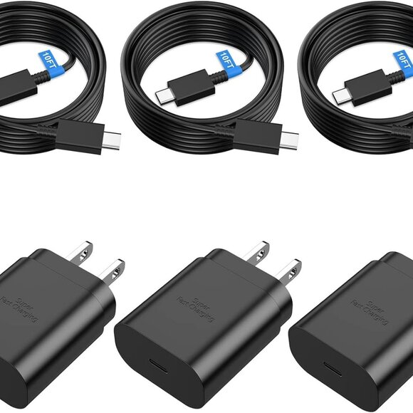 Galaxy S24 Ultra Charger Super Fast Charging, 3 Pack 25W USB C Wall Chargers - Picture 1 of 9